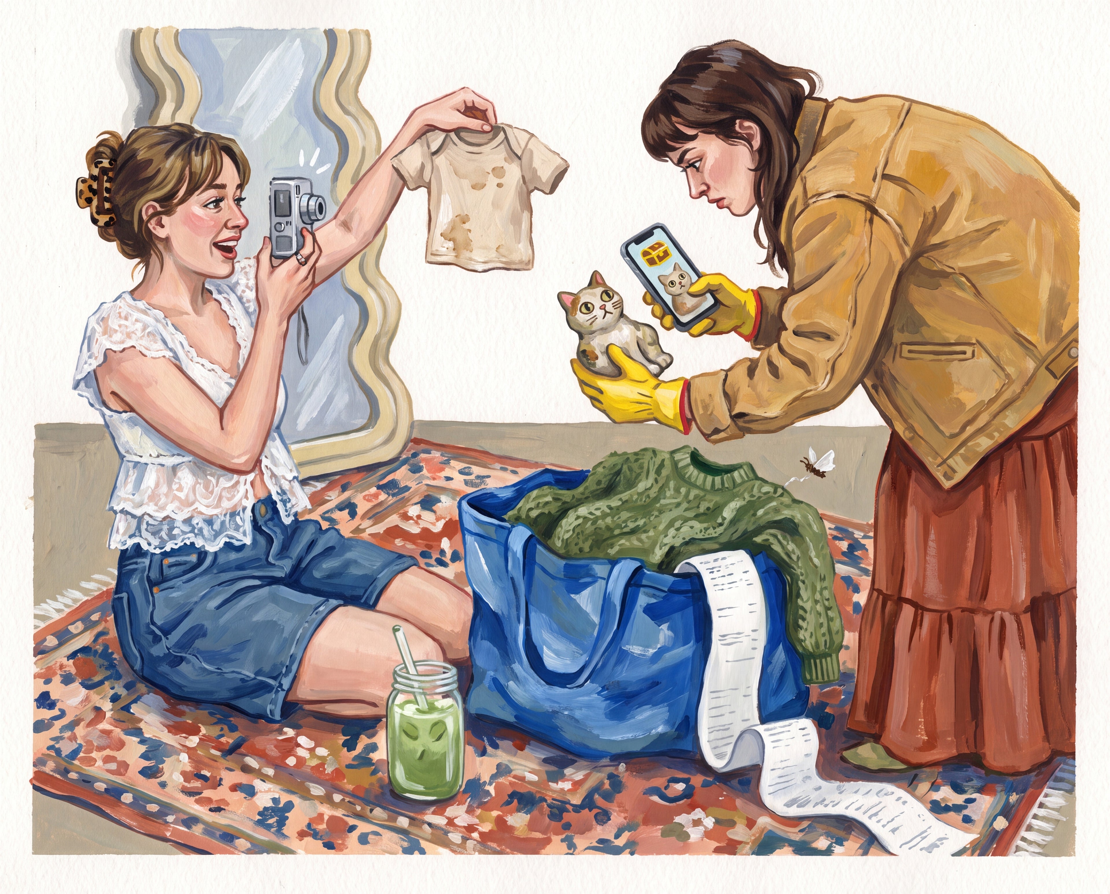 Full design artwork - The Thrift Girlie - Woven Blanket