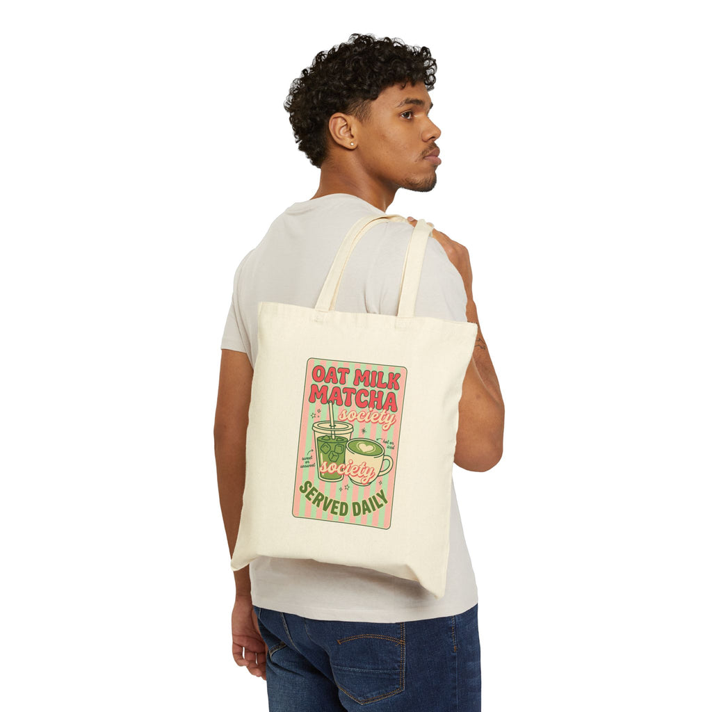 Oat Milk Matcha Society Tote | Matcha Aesthetic, Café Club Graphic