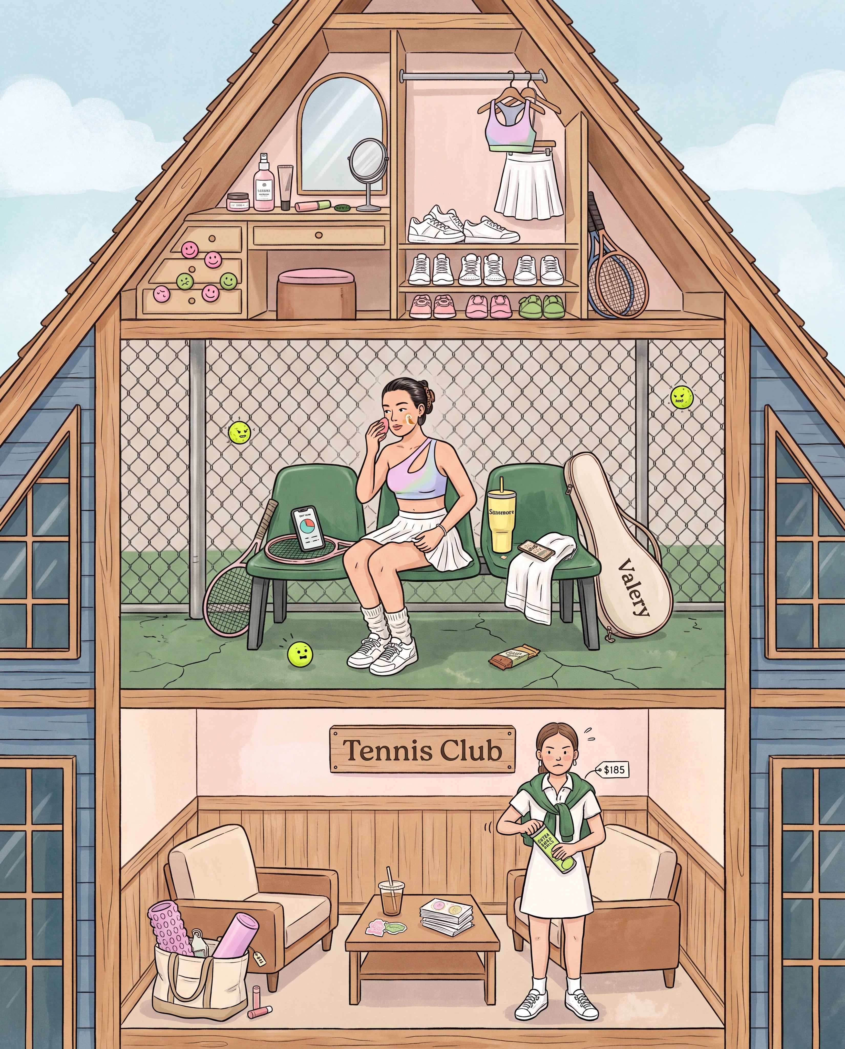Full design artwork - The Tennis Girlie - Tote Bag