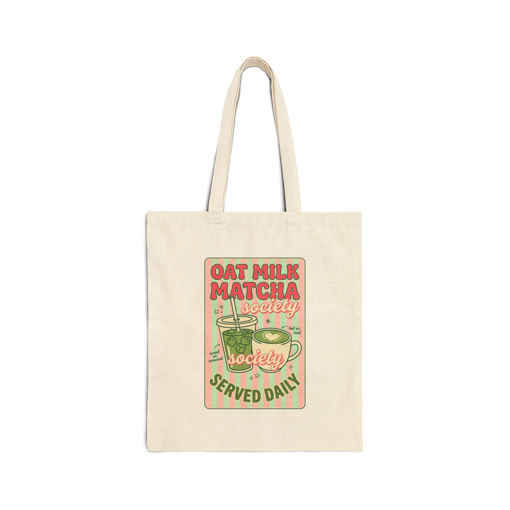 Oat Milk Matcha Society Tote | Matcha Aesthetic, Café Club Graphic