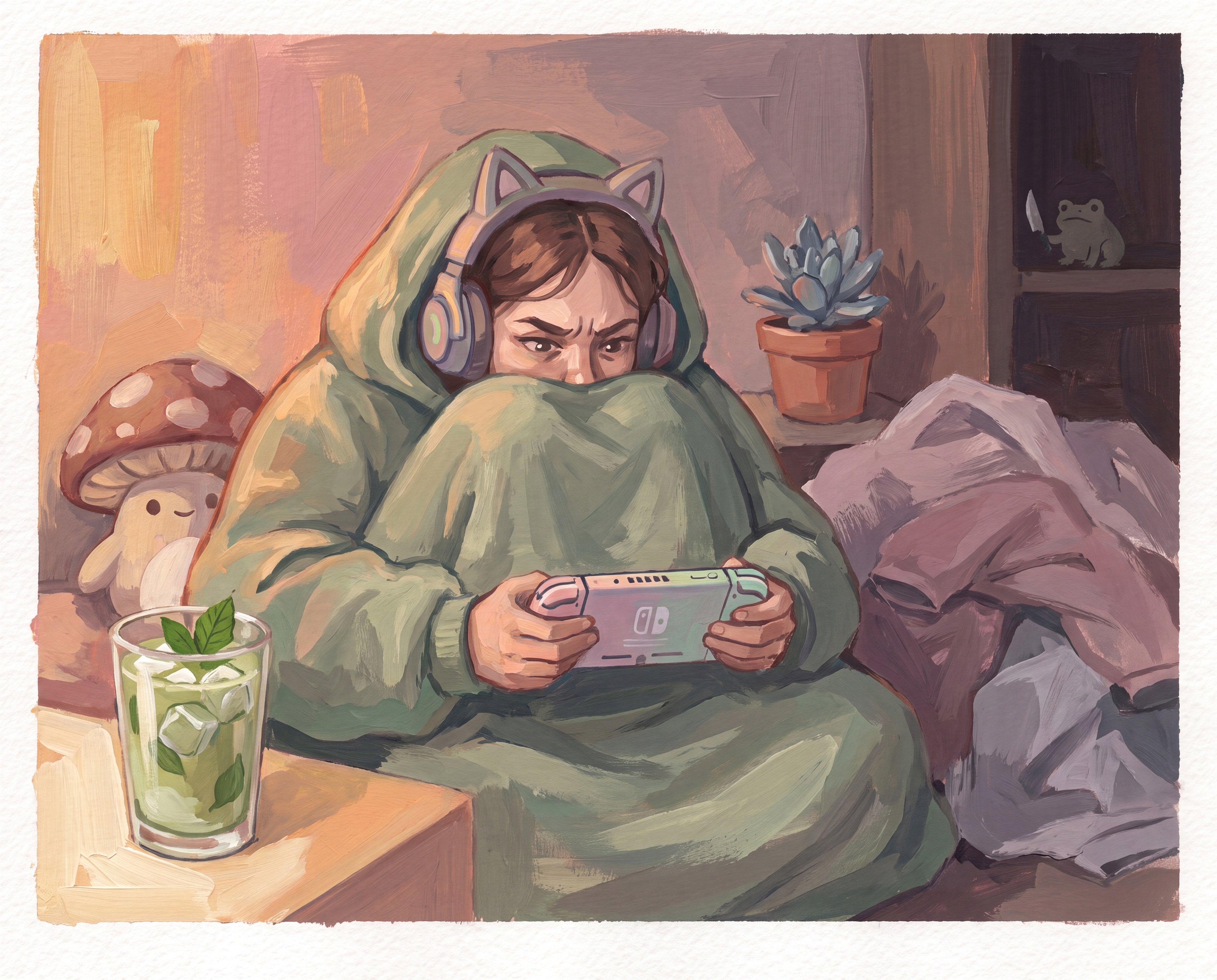 Full design artwork - The Cozy Gamer - Woven Blanket
