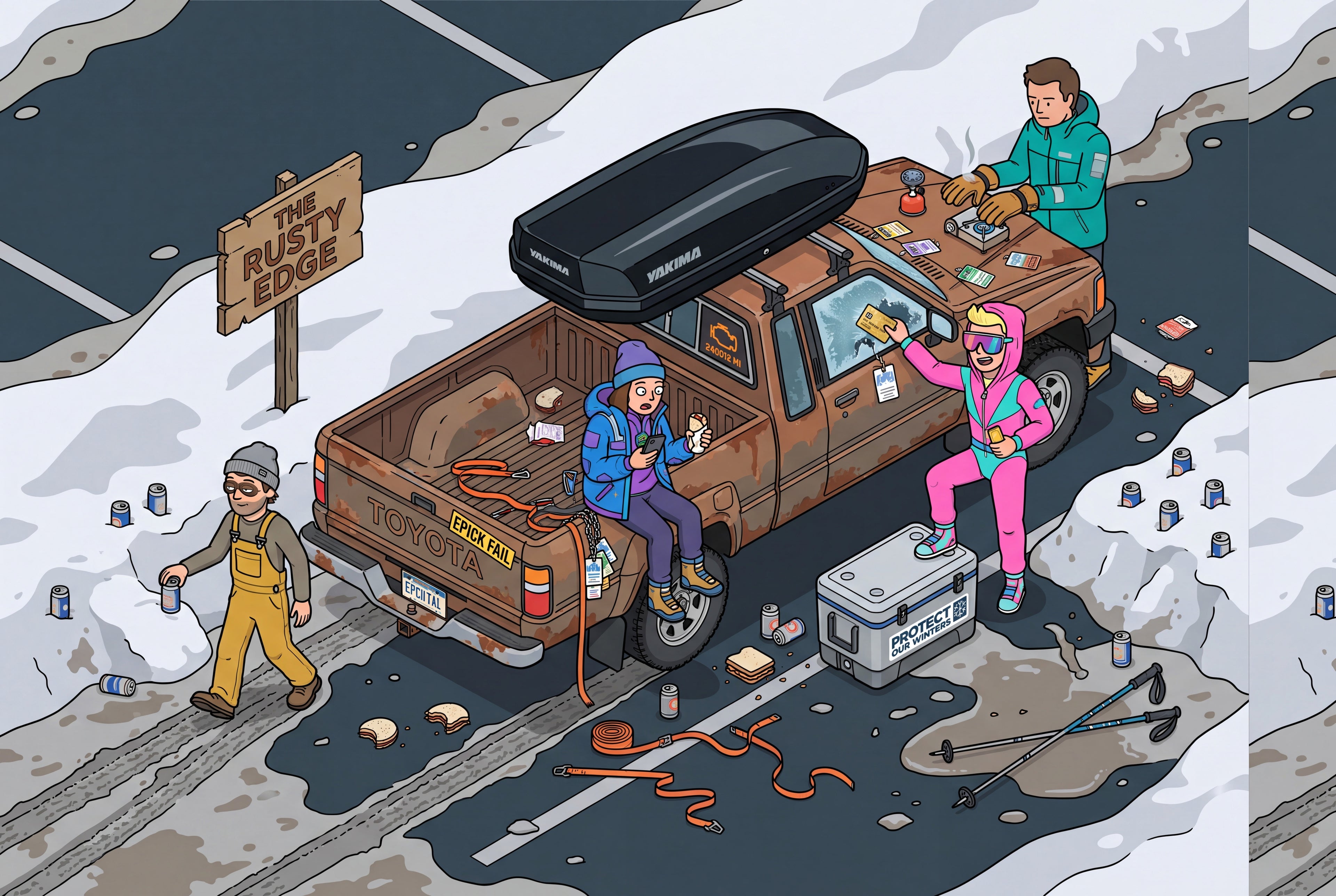 Full design artwork - The Ski Bum - Water Bottle